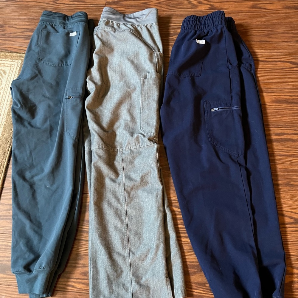 Figs small petite Pants Navy gray graphite scrub pant bundle